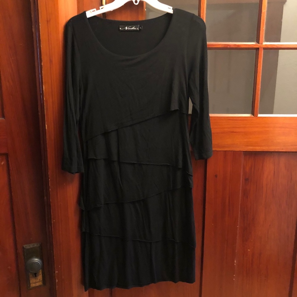Layered black cotton dress